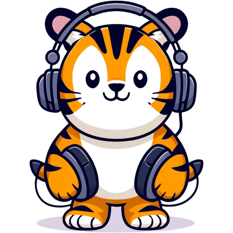 "A tiger wearing large headphones." emoji