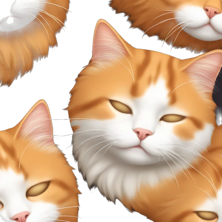 Orange bicolor ragdoll cat curled up sleeping emoji