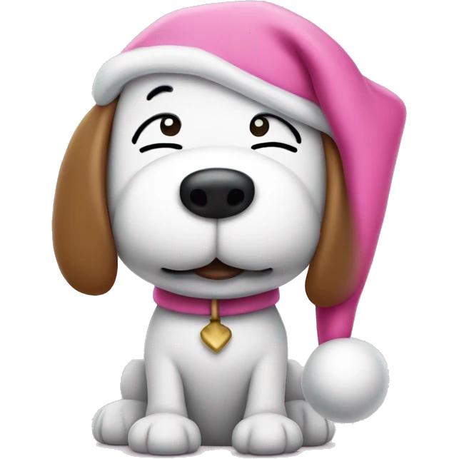 snoopy with a pink christmas hat emoji