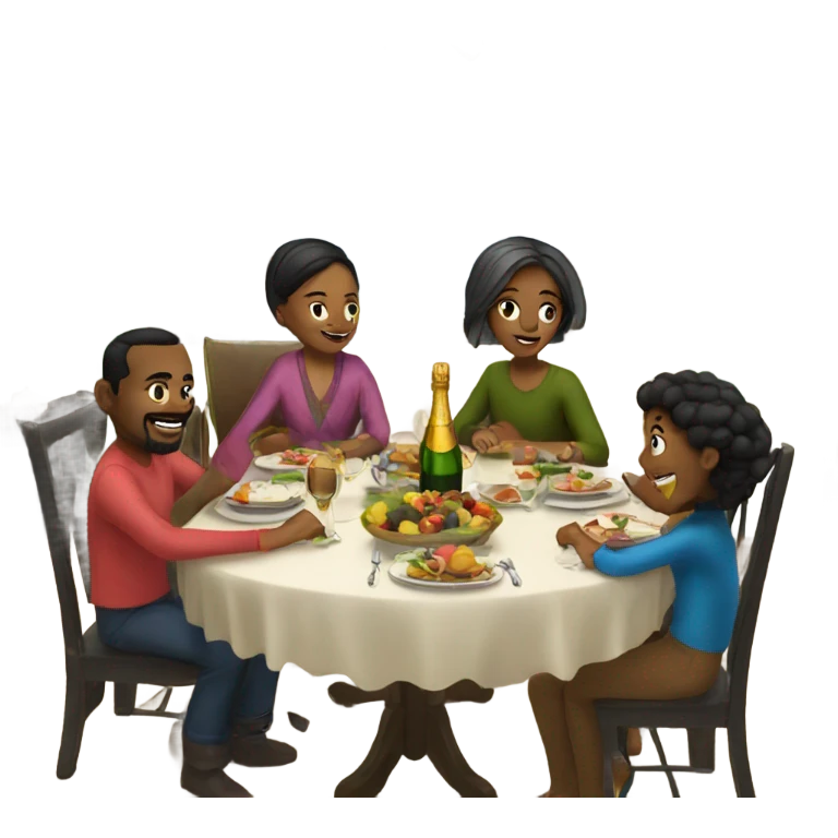 family sitting at the New Year's table emoji