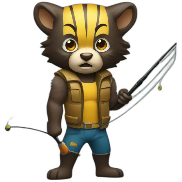 Wolverine with a fishing rod emoji