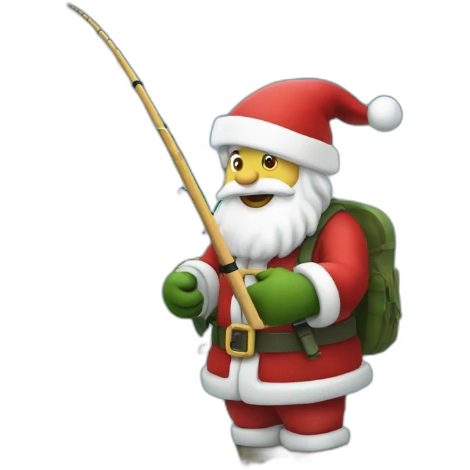 Santa fishing emoji