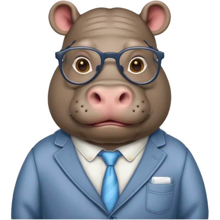 hippo with clothes and wearing glasses emoji