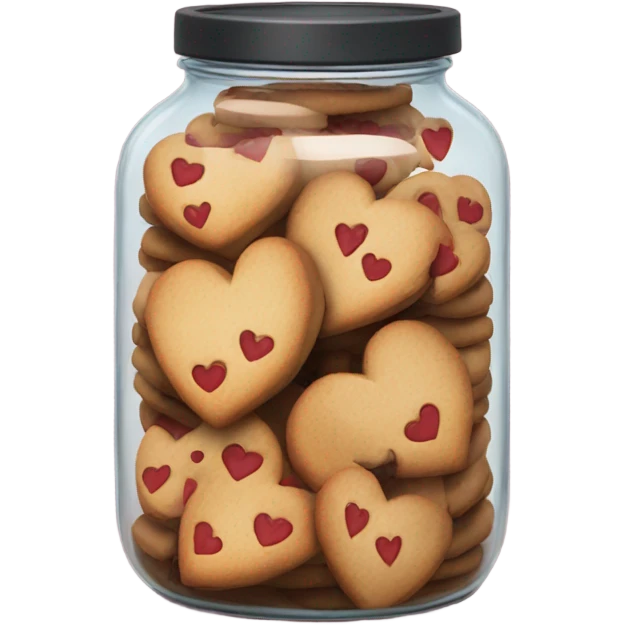 realistic jar with heart shaped cookies emoji