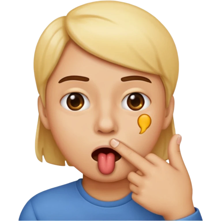 Mordendo um dedo dentro da boca com emoji emoji