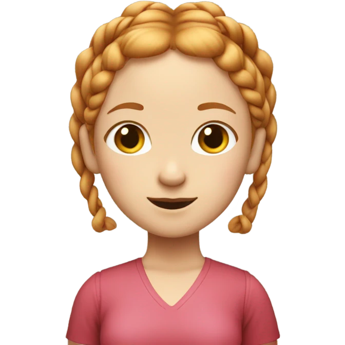 Strawberry blonde woman with two braids  emoji