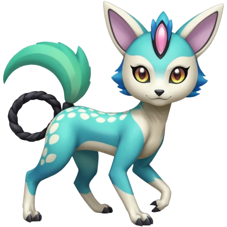 Colorful Exotic Randomly-colored Cartoon Anime Meloetta-WereGarurumon-Trico-Pokémon-Fakémon-fusion-hybrid-creature emoji
