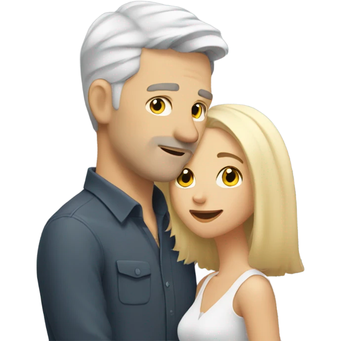 White man - short grey hair - no facial hair - kisses blonde girl  emoji