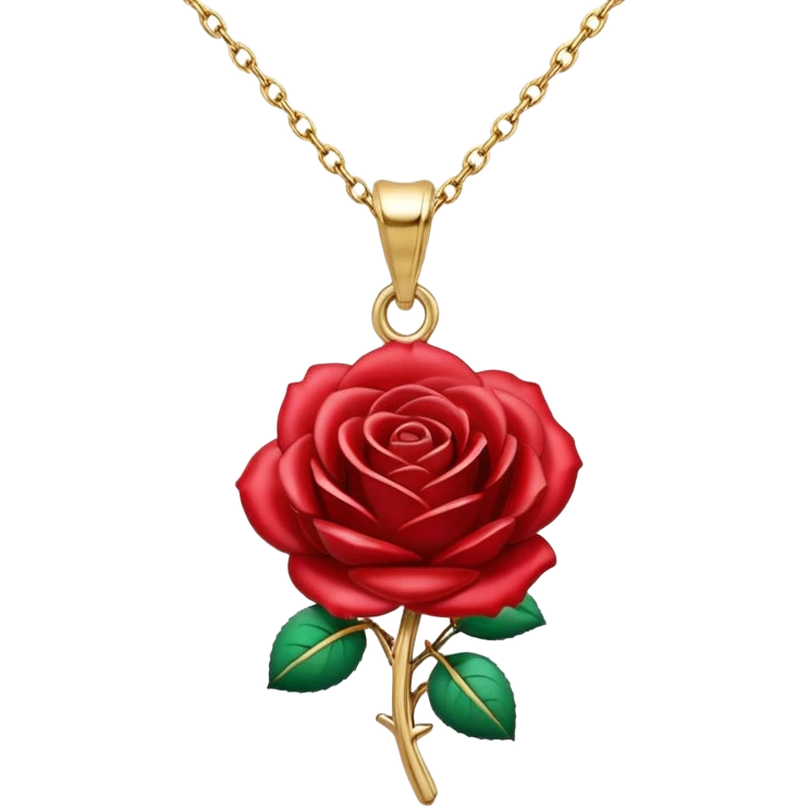  Realistic red rose head charm, 14k sparkling Gold necklace emoji