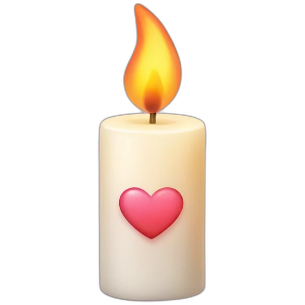 candle with flame with heart shape emoji