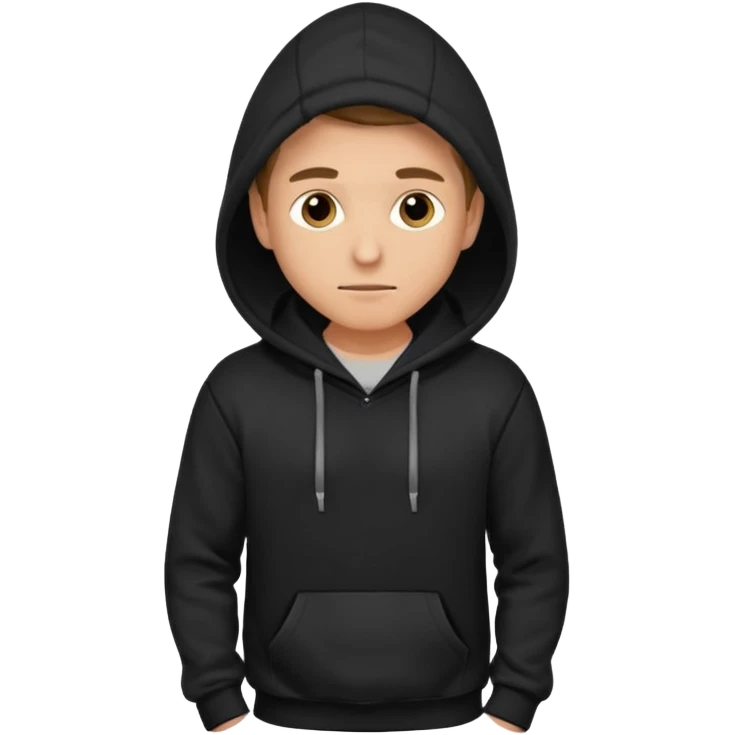 fullbody Mysterious shy caucasian man in black hoodie, hands in pockets and black pants emoji
