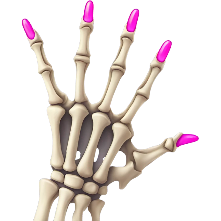 skeleton hand with long pink nails emoji
