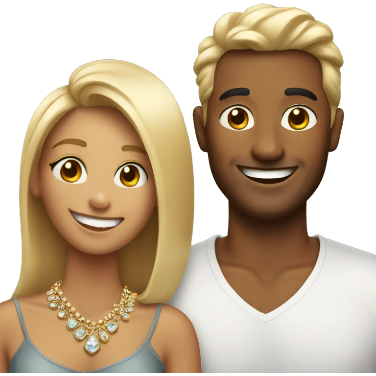 smiling couple with jewelry emoji