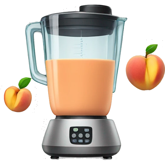 a peach and a blender emoji