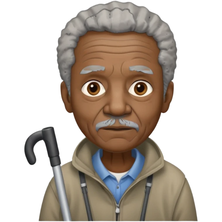 Old black man with crutches emoji