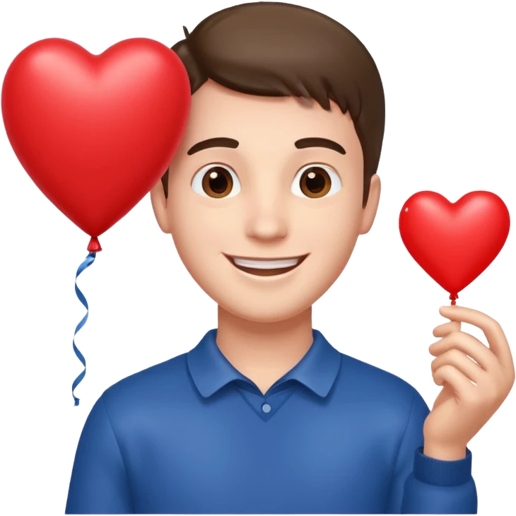 Guy with heart balloon emoji