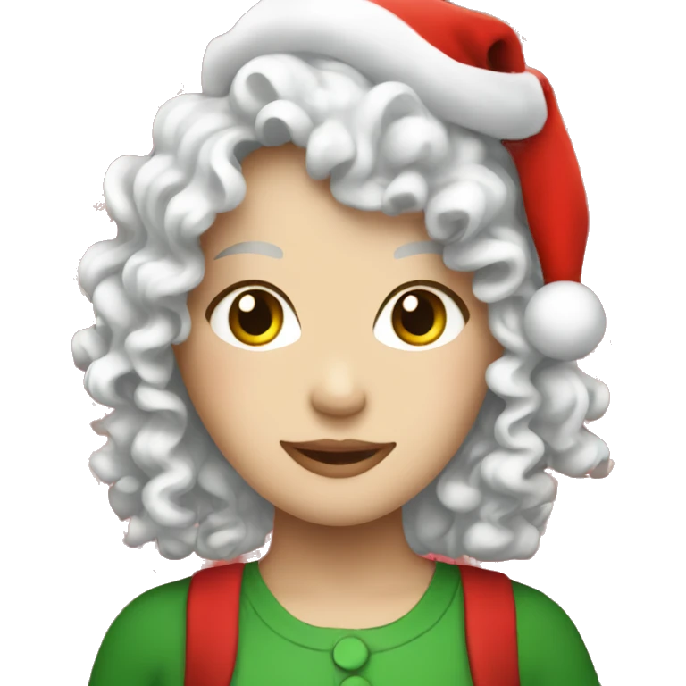 curly white girl with a christmas hat emoji