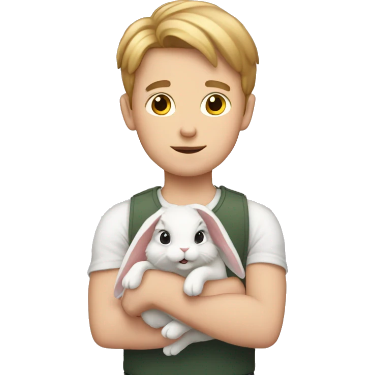 White boy with bunny in arms emoji