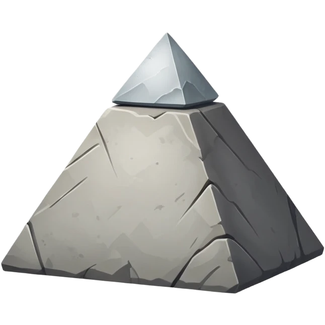 Single pyramid rock block, stone texture, triangular shaped rock emoji