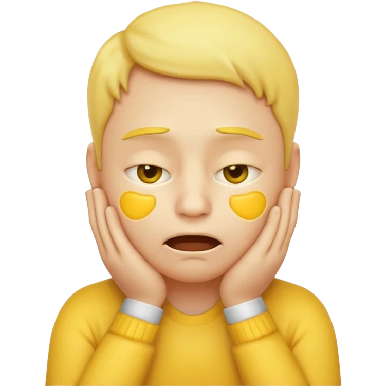 yellow face emoji with both hands on its neck, cheeks puffed, struggling to breathe emoji