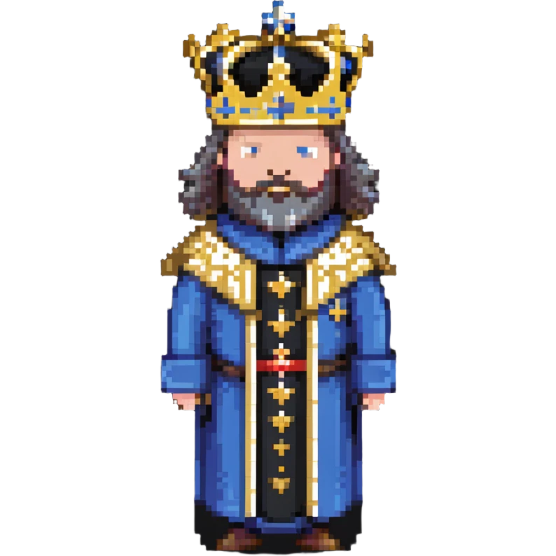Swedish king wearing a crown and royal robe emoji