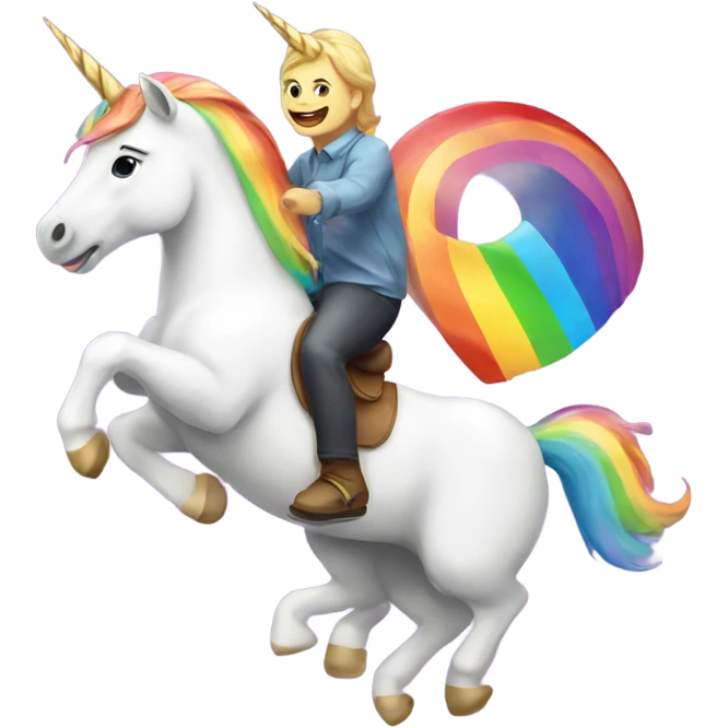 Unicorn riding a rainbow emoji
