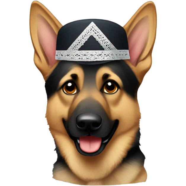 German shepherd wearing a kippah emoji