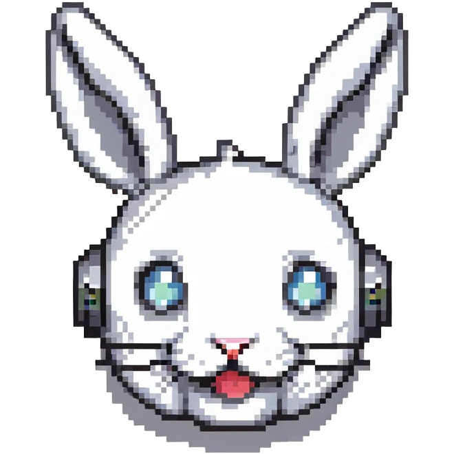 happy futuristic rabbit robot face, only the face emoji