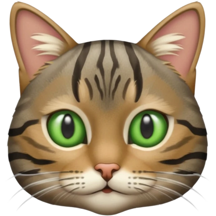 A high-resolution photo-realistic digital illustration of a grey tabby cat, chest upward emoji