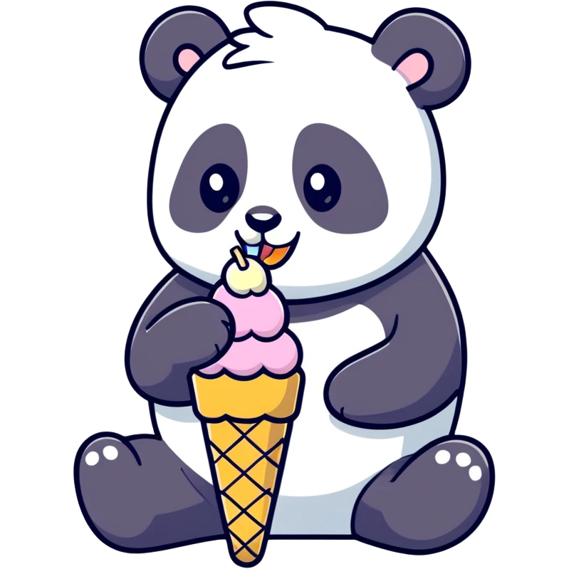 Panda eating ice cream emoji