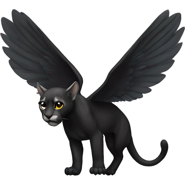 winged black puma flying emoji