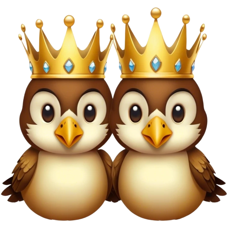 Two birds wearing a crown emoji
