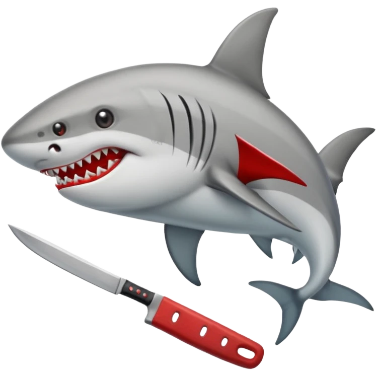 Tiburón con tenis rojos y macheta emoji