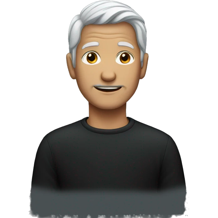 grey haired boy in black emoji