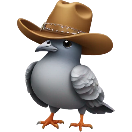 pigeon with cowboy hat and cowboy boots emoji