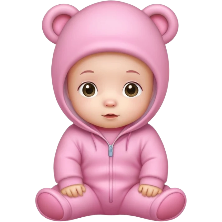 Cute baby with a pink bear jumpsuit  emoji