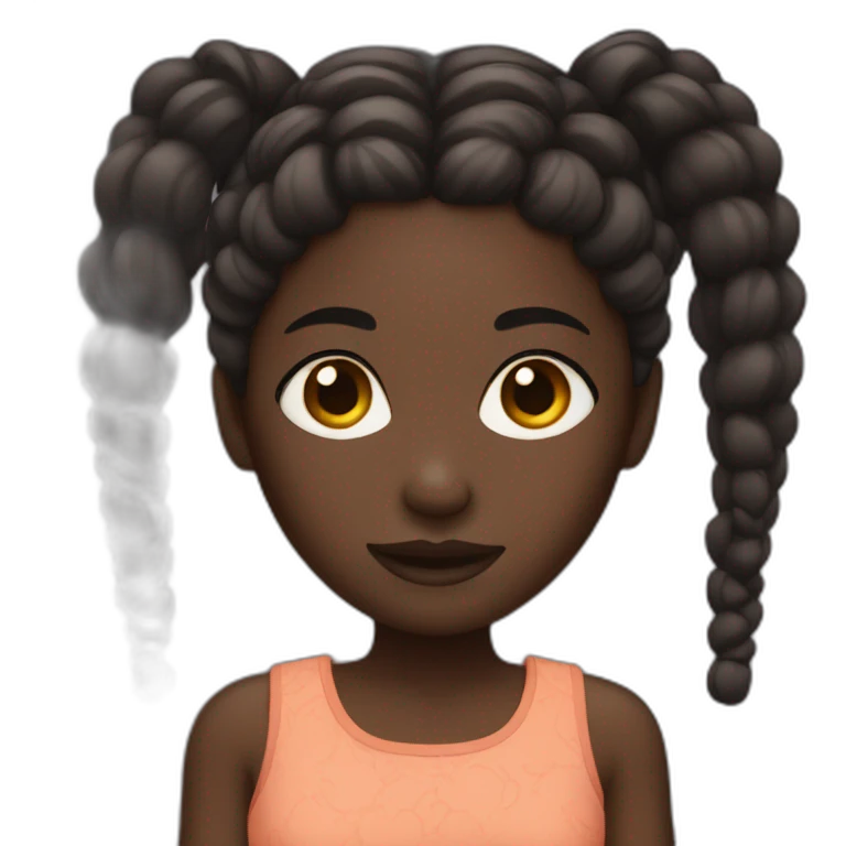 Dark skinned girl with braids emoji