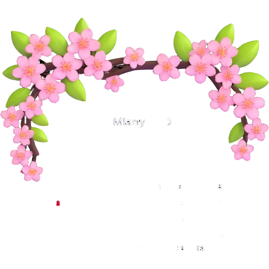 spring calendar with cherry blossoms emoji
