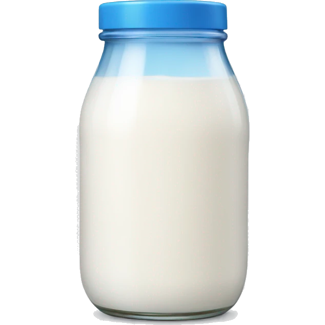 Glass milk jar with blue label emoji