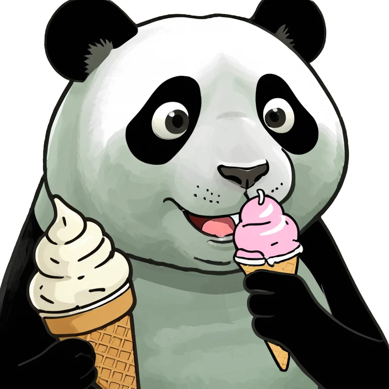 Panda eating ice cream emoji