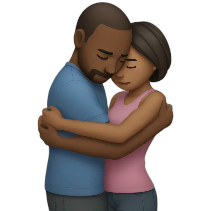 Couple hugging while crying emoji