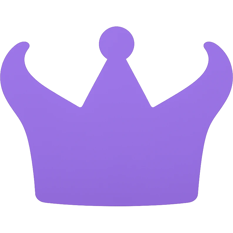 Remove the bottom part of the logo, leaving only the crown. Make the two outer points of the crown curve outward, suggestive of horns, in the same color icon style, with no background. emoji