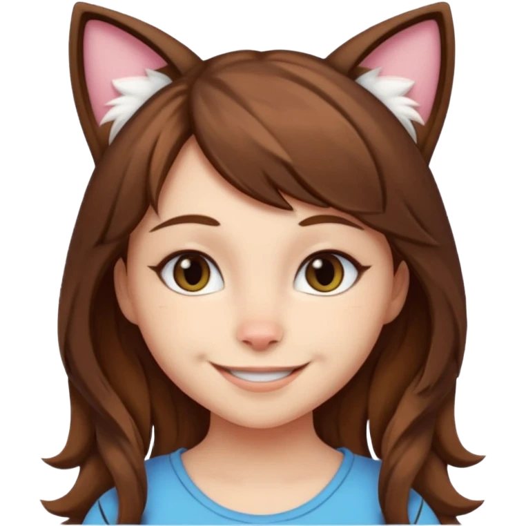 a girl with brown hair, cat ears and a tail saying "im lauren" emoji