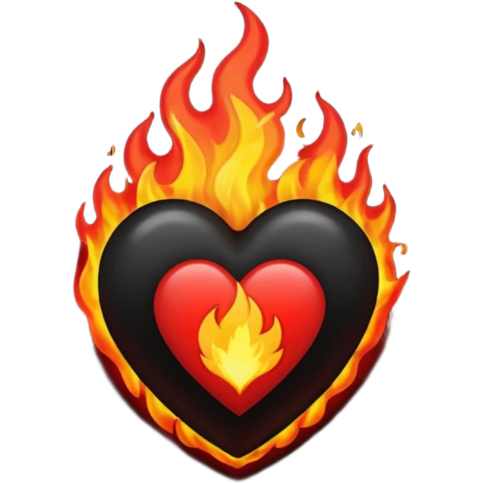 Black and red heart on fire emoji