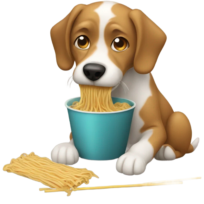 Dog eating noodles emoji