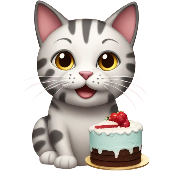 Cat with a cake emoji