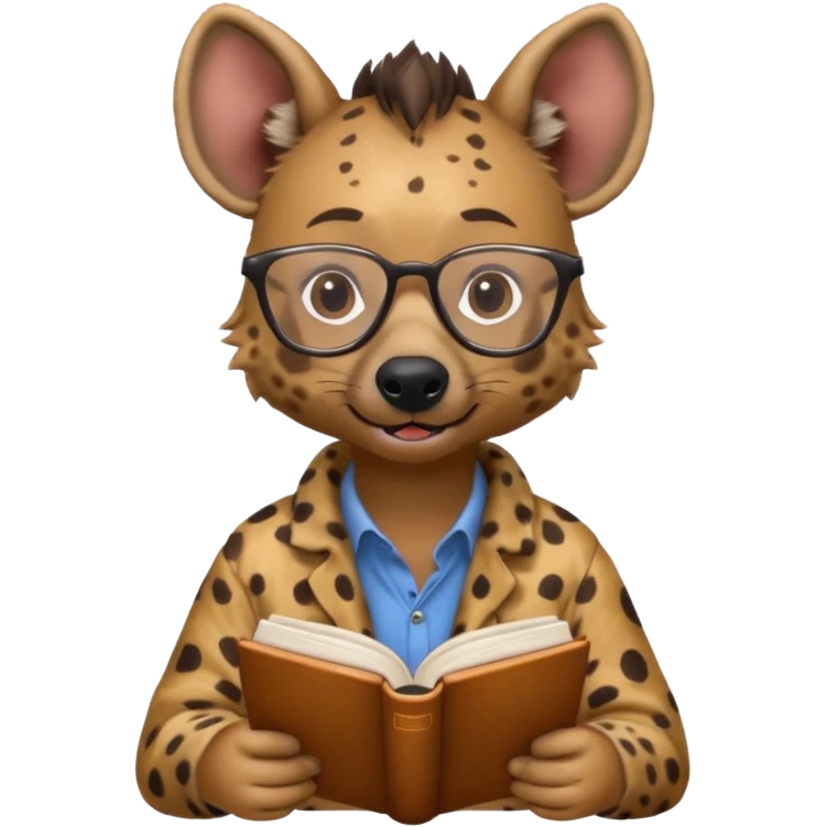 kitap okuyan gözlüklü sırtlan emoji