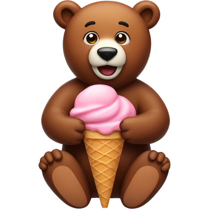 A bear holding a peach emoji ice cream  emoji