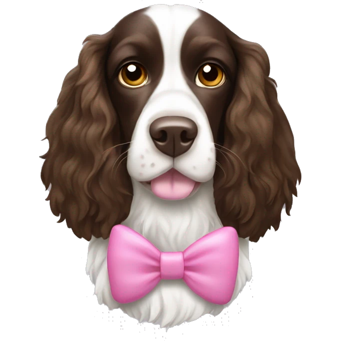 springer spaniel dog wearing a pink bow emoji