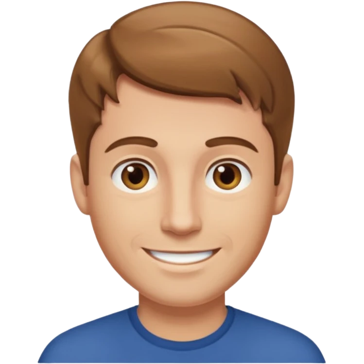 homme cheveux court marron clair sans barbe sourrir emoji